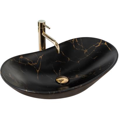 Lavoar pentru blat Rea Royal 60 Black Marble Mat