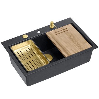 гранитна мивка MARC 110 WORKSTATION Black Metallic