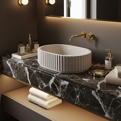 Lavabo sobre encimera Rea Margaret Beige
