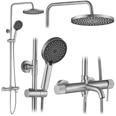 Rea Lungo Stripe Brush Nickel dušas komplekts