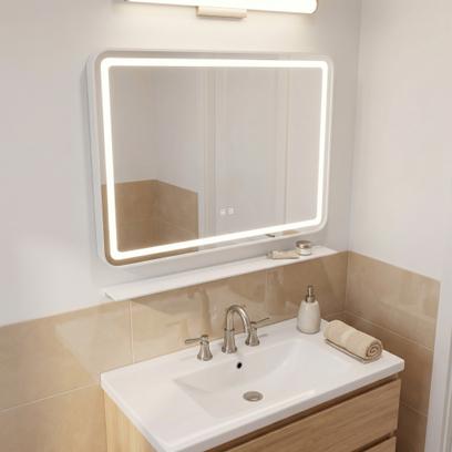 LED sieninis veidrodis su lentyna 80x60 cm L-8060