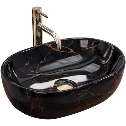 Lavabo sobre encimera Rea Amelia Black Marble shiny