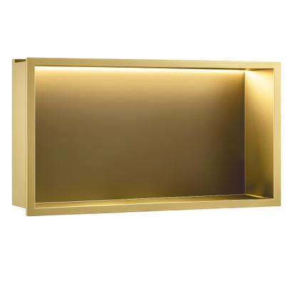 Süllyesztett fürdőszobai polc LED 30x60 brush gold