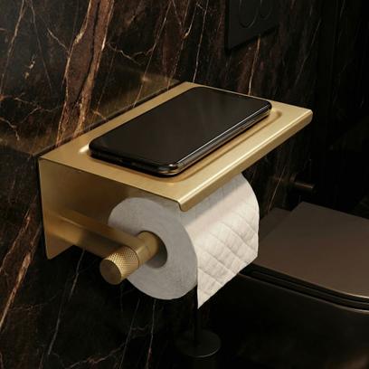 WC-papír tartó polccal 39105A ORI Brush Gold