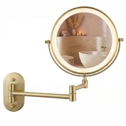 LED seinapeegel Glow Brush Gold