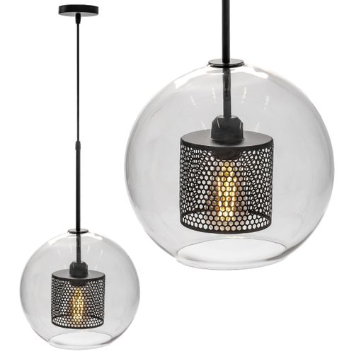Stikla bēniņu piekaramā lampa APP559-1CP 30cm melna