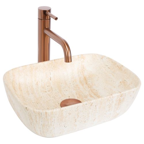 Lavabo sobre encimera Rea BELINDA MINI TRAVERTINE MATT