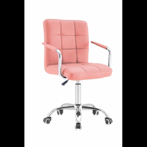 Krzesło Biurowe Pikowane z Podłokietnikami Różowe