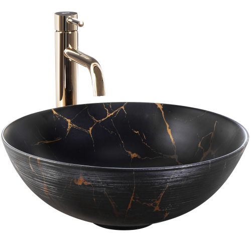 Ceramic Countertop Basin Rea Stella Black Marble Brush