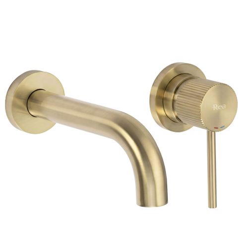 Podomietková vaňová batéria Rea  Lungo Stripe Brush Gold