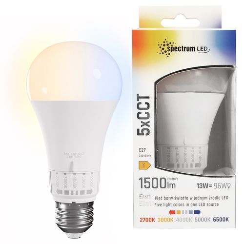 Bombilla LED 5 tonos de luz GLS E27 230V 13W 5CCT
