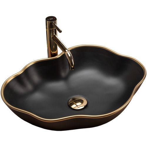 Lavabo da appoggio Rea Pearl Black Gold