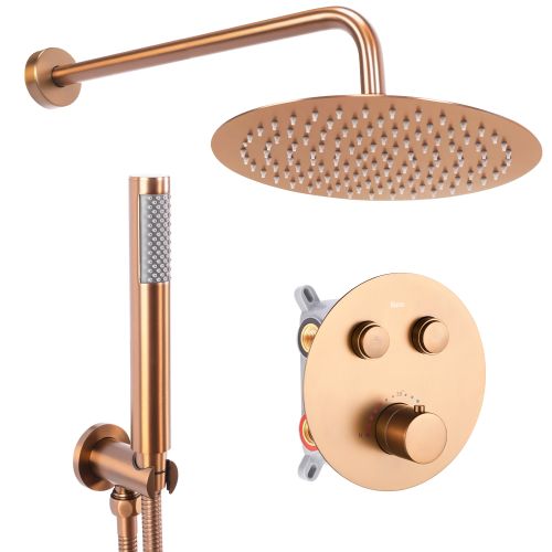 Σετ ντουζιέρας LUNGO Concealed Brushed COPPER BRUSH με θερμοστάτη + ΚΟΥΤΙ