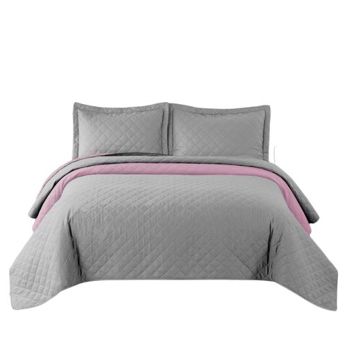Ágytakaró kétoldalas Inez Light Grey-Pink