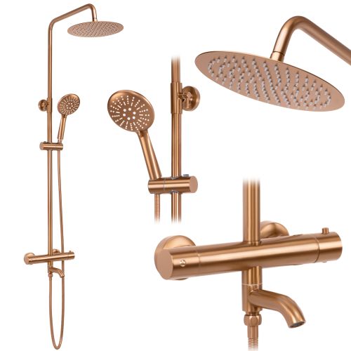 Shower set with thermostat REA Lungo Copper Brush