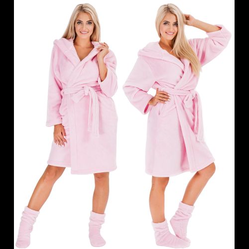 Szlafrok damski Nancy Pink + skarpety L/XL