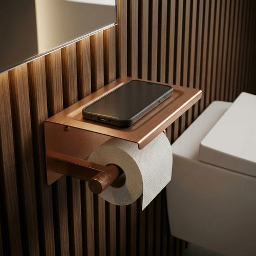 Държач за тоалетна хартия с рафт 39105A ORI Brush Copper