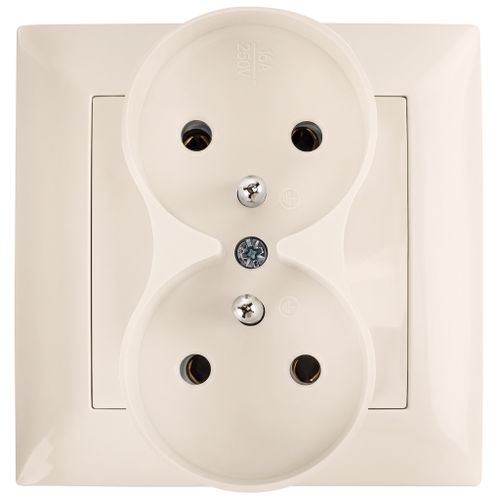 Double grounded socket with frame OSTE JNH002-G Beige