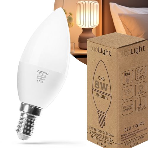 Lemputė LED Šilta RSL035 E14 8W Warm