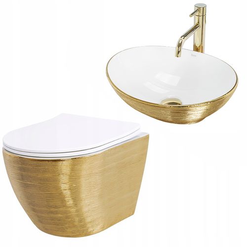 Комплект тоалетна чиния Rea carlos wc + умивалник Rea granit
