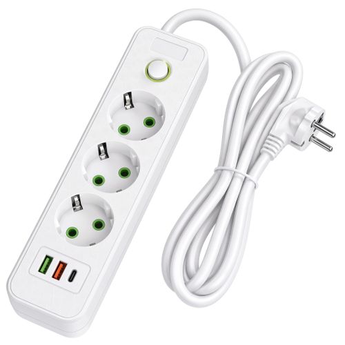 Prelungitor Multipriză 3 prize + 2x USB-A + USB-C JNH020-3A White