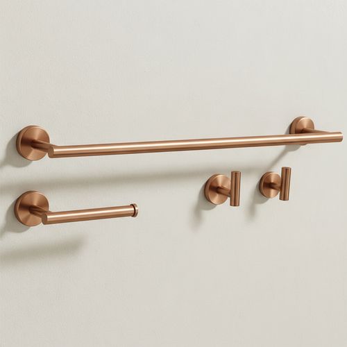 Badezimmer-Accessoire-Set Ari Brush Copper 4-teilig