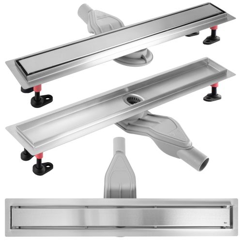 REA Neox Superflow Linear Drain, BRUSHED STEEL 50