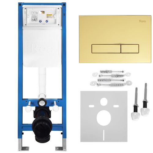 Concealed WC Frame Set Slim 024N with Gold HD Button