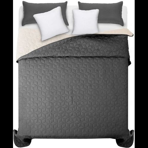 bedspread- quilted/double-sided Diamante D.Grey & Ecru