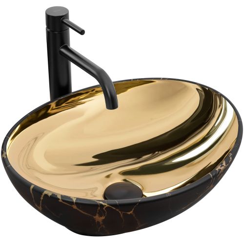 Countertop washbasin Rea  Sofia in marble mat Black Gold