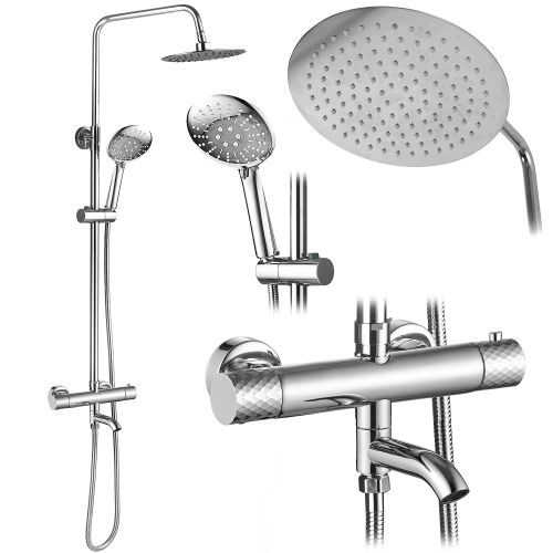 Thermostatic shower system Rea Lungo Diamond Chrome