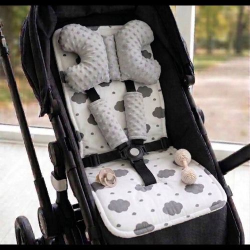 Materassino per carrozzina bifacciale 4in1 White/Grey Cloud