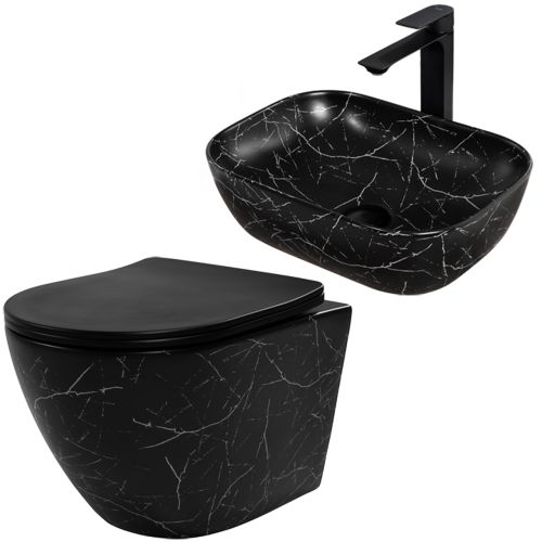 Cuvette WC Rea MATT BLACK MARBLE