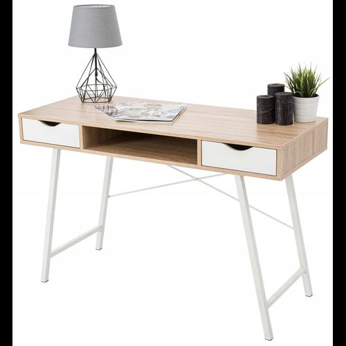 Scandinavian Loft Computer Desk Shelfs White/Oak Sanoma