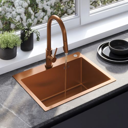 Oceľové umývadlo Liam BRUSH COPPER