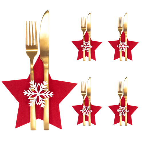 Christmas cutlery cover 4 pcs Star Red 311378A