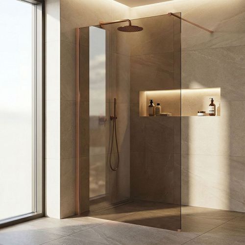 Душова стінка Rea Flexi Brown / Brush Copper 110