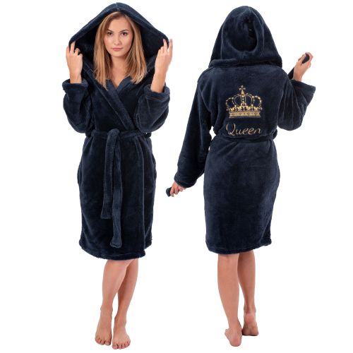 Peignoir Women Queen navy hood  L/XL