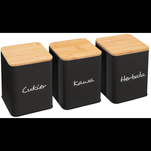 Set of 3 kitchen containers/pots Black