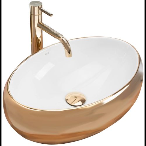 Lavabo da appoggio Rea Linda Gold White