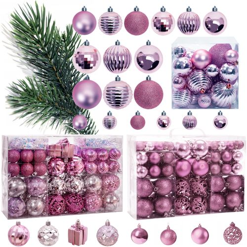 Palline di Natale Lilac/Rose 208 pezzi