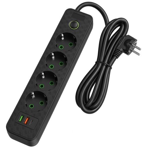 Prelungitor Multipriză 4 prize + 2x USB-A + USB-C JNH021-4A Black