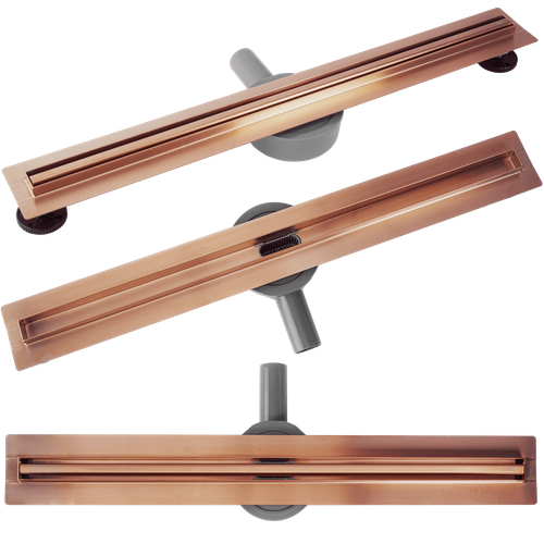 Linear drainage REA Neox Slim pro Brushed Copper 90