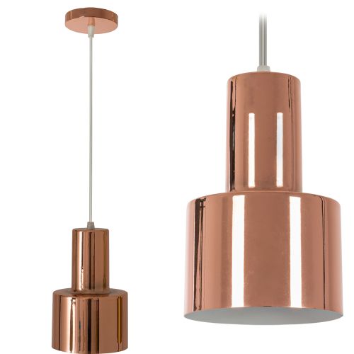 Moderní kovová závěsná stropní lampa z růžového zlata