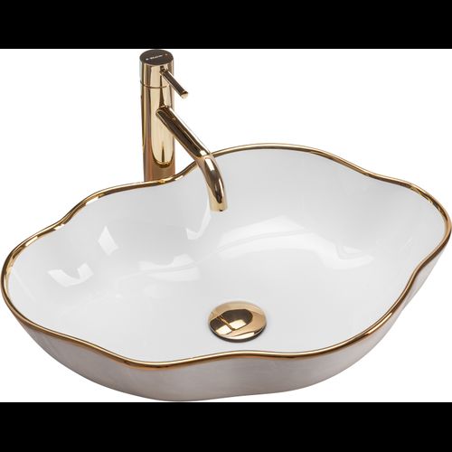 Countertop washbasin Rea Pearl Gold Edge