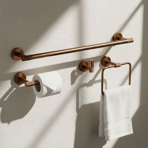 Badezimmer-Accessoire-Set GRID Brush Copper 4-teilig