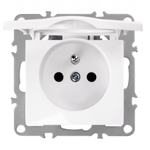 Presa singola con messa a terra e coperchio OSTE JNH005-G White