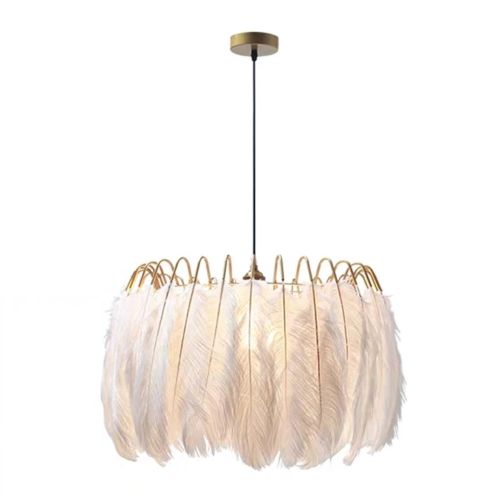 Lampa sufitowa z piórami  boho APP662 Złota