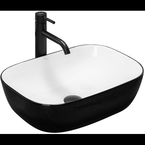 Lavabo da appoggio Rea Belinda White Black