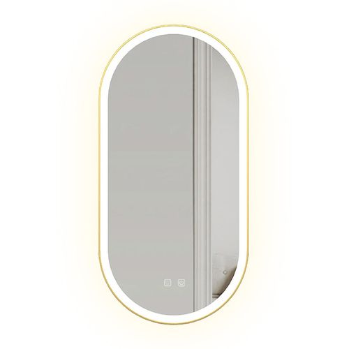 Spiegel LED OVL 50x100cm Brush Gold